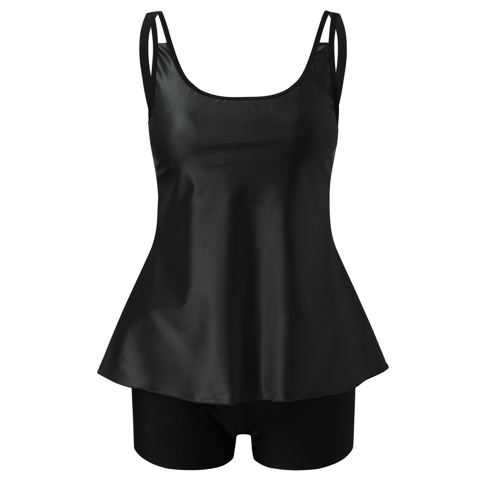 NECHOLOGY Womens Swimsuit Ladies Swim Shorts with Pockets Tankini Tummy Swimsuits With Boyshorts Bathing Tank Short Suit Set for Women Black Medium